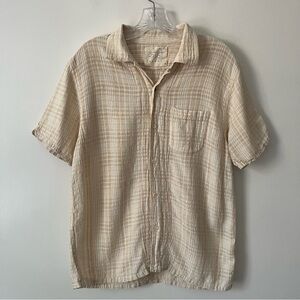Kardo Handmade 100% Cotton Lightweight Stripe Camp Button Up Shirt Medium